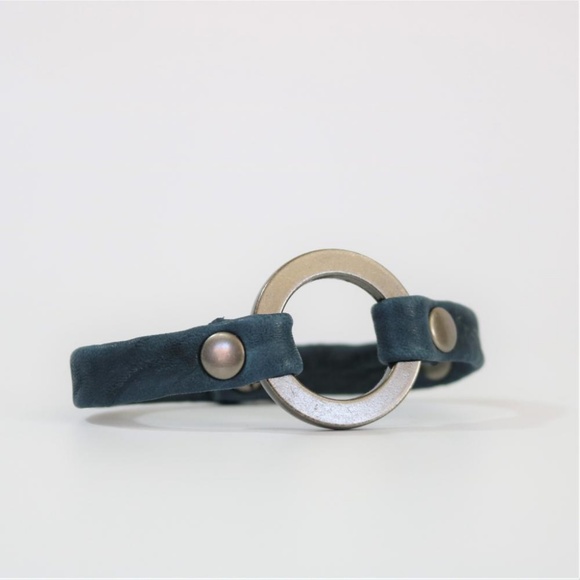 Giving Bracelets Other - Giving Bracelet Blue Leather Cuff